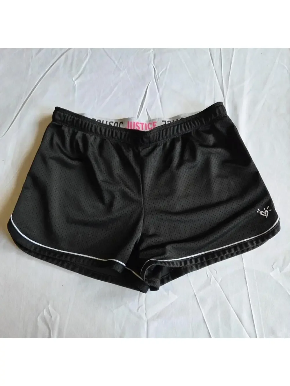 Justice Girls Size 18 Black Mesh Athletic Running Shorts Activewear #1215